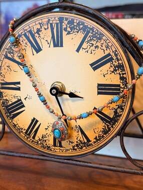 Michal Golan Sterling Silver Turquoise and Coral Beaded Pendant Necklace